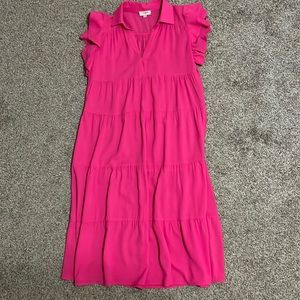 Cute hot pink women’s midi dress